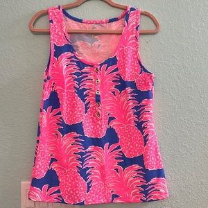 Lilly Pulitzer Merrill Top in Blue Haven Little Flamenco
